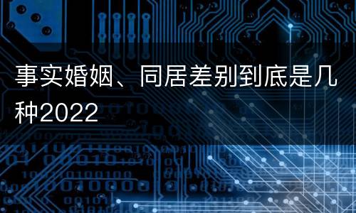 事实婚姻、同居差别到底是几种2022