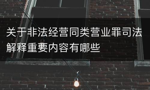关于非法经营同类营业罪司法解释重要内容有哪些