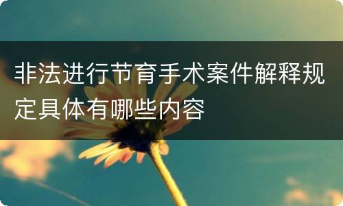 非法进行节育手术案件解释规定具体有哪些内容