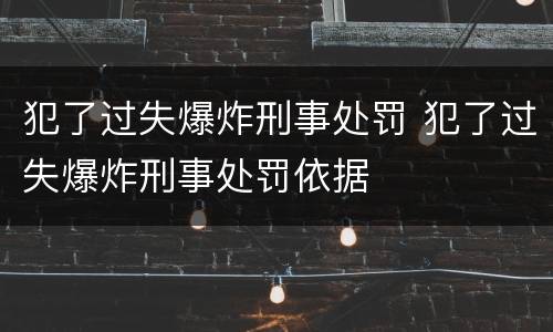 犯了过失爆炸刑事处罚 犯了过失爆炸刑事处罚依据