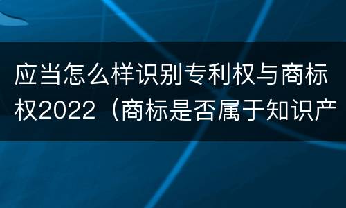 应当怎么样识别专利权与商标权2022（商标是否属于知识产权）