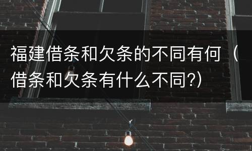 福建借条和欠条的不同有何（借条和欠条有什么不同?）