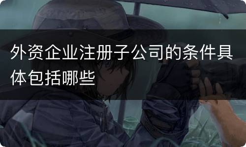 外资企业注册子公司的条件具体包括哪些