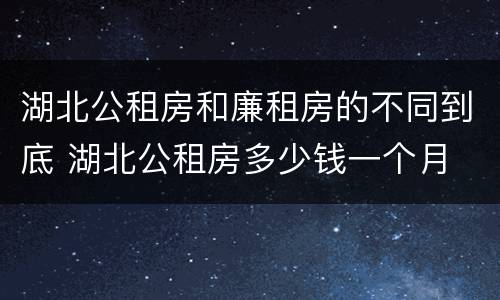 湖北公租房和廉租房的不同到底 湖北公租房多少钱一个月