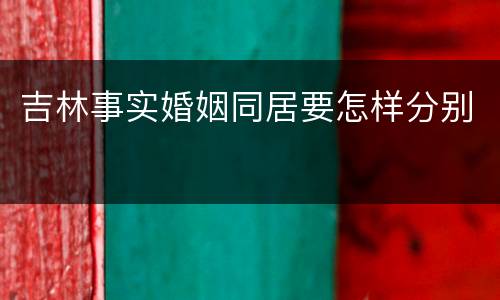 吉林事实婚姻同居要怎样分别