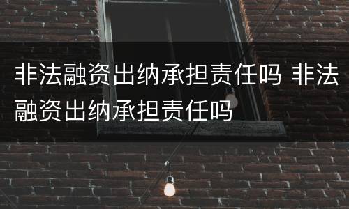 非法融资出纳承担责任吗 非法融资出纳承担责任吗