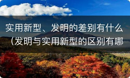 实用新型、发明的差别有什么（发明与实用新型的区别有哪些）
