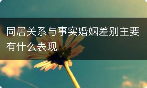 同居关系与事实婚姻差别主要有什么表现