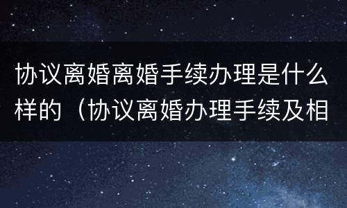 协议离婚离婚手续办理是什么样的（协议离婚办理手续及相关流程）