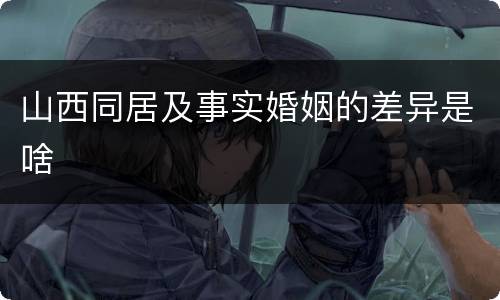 山西同居及事实婚姻的差异是啥
