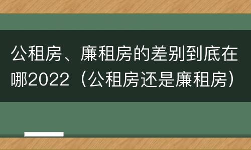 公租房、廉租房的差别到底在哪2022（公租房还是廉租房）