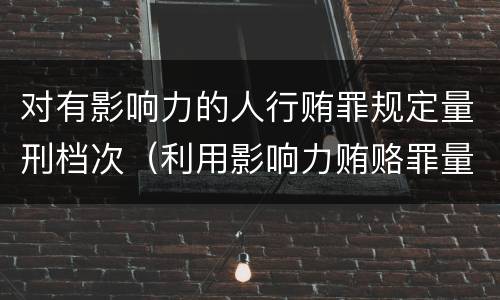 对有影响力的人行贿罪规定量刑档次（利用影响力贿赂罪量刑数额）