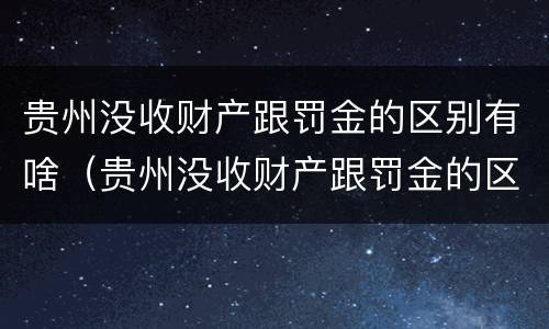 贵州没收财产跟罚金的区别有啥（贵州没收财产跟罚金的区别有啥不一样）