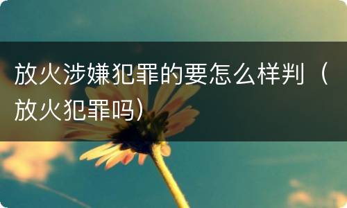放火涉嫌犯罪的要怎么样判（放火犯罪吗）