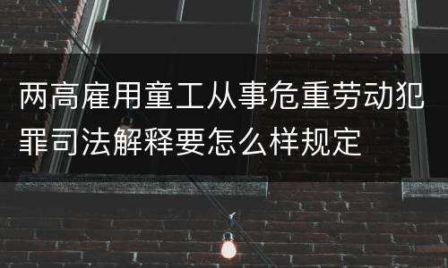 两高雇用童工从事危重劳动犯罪司法解释要怎么样规定
