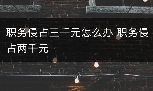 职务侵占三千元怎么办 职务侵占两千元