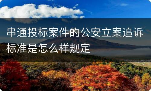 串通投标案件的公安立案追诉标准是怎么样规定
