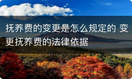 抚养费的变更是怎么规定的 变更抚养费的法律依据