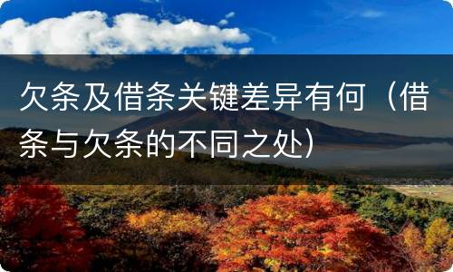 欠条及借条关键差异有何（借条与欠条的不同之处）