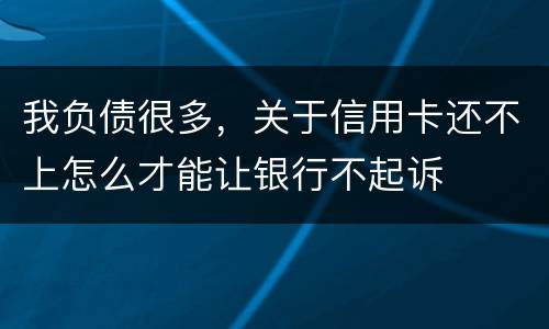 我负债很多，关于信用卡还不上怎么才能让银行不起诉