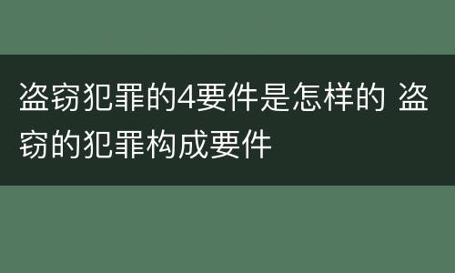 盗窃犯罪的4要件是怎样的 盗窃的犯罪构成要件