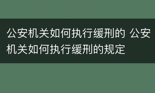 公安机关如何执行缓刑的 公安机关如何执行缓刑的规定