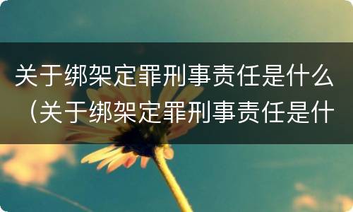 关于绑架定罪刑事责任是什么（关于绑架定罪刑事责任是什么意思）