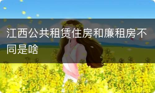 江西公共租赁住房和廉租房不同是啥
