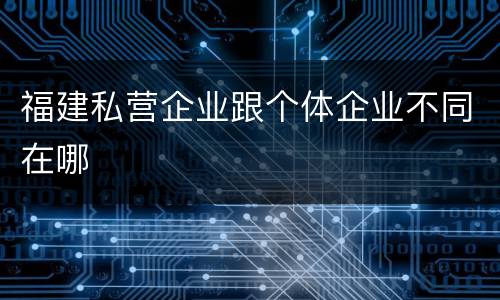 福建私营企业跟个体企业不同在哪