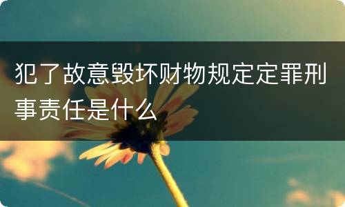 犯了故意毁坏财物规定定罪刑事责任是什么