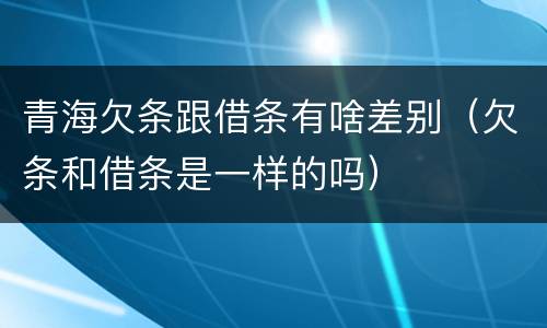 青海欠条跟借条有啥差别(欠条和借条是一样的吗)
