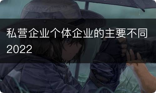 私营企业个体企业的主要不同2022