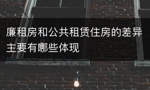 廉租房和公共租赁住房的差异主要有哪些体现
