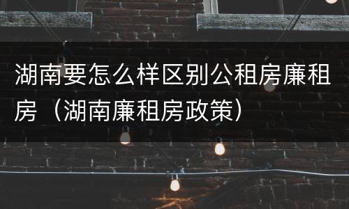 湖南要怎么样区别公租房廉租房（湖南廉租房政策）