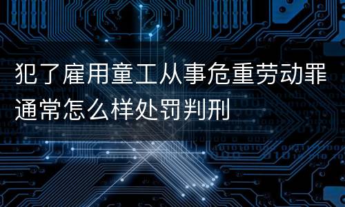 犯了雇用童工从事危重劳动罪通常怎么样处罚判刑