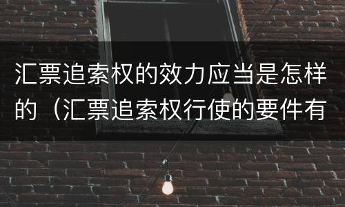 汇票追索权的效力应当是怎样的（汇票追索权行使的要件有哪些）