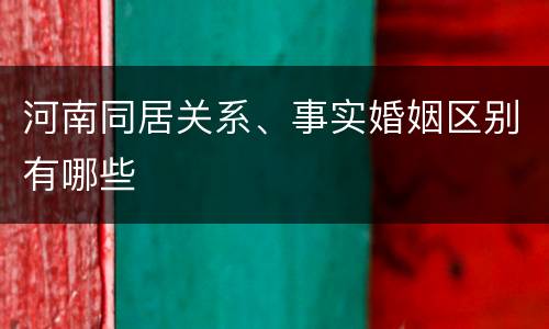 河南同居关系、事实婚姻区别有哪些