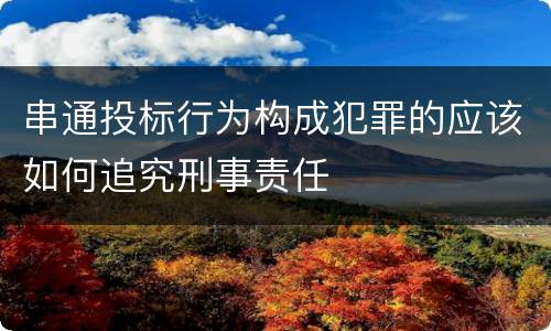串通投标行为构成犯罪的应该如何追究刑事责任