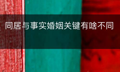 同居与事实婚姻关键有啥不同