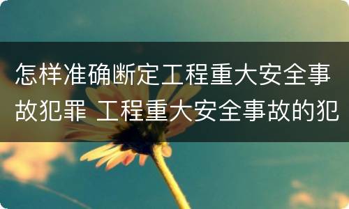 怎样准确断定工程重大安全事故犯罪 工程重大安全事故的犯罪主体