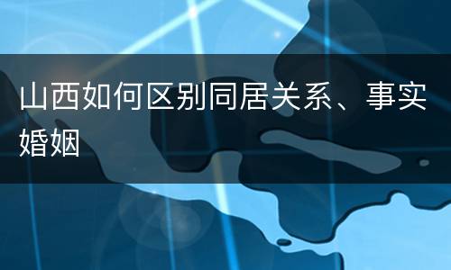 山西如何区别同居关系、事实婚姻