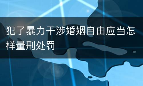犯了暴力干涉婚姻自由应当怎样量刑处罚