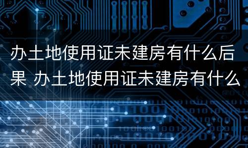 办土地使用证未建房有什么后果 办土地使用证未建房有什么后果嘛
