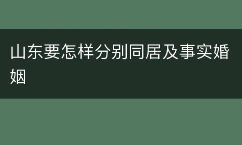 山东要怎样分别同居及事实婚姻