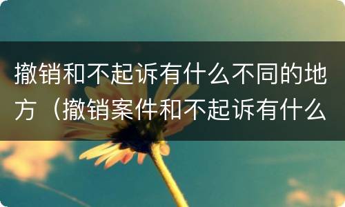 撤销和不起诉有什么不同的地方（撤销案件和不起诉有什么区别）