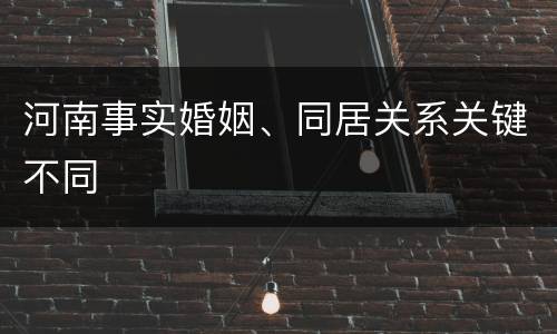 河南事实婚姻、同居关系关键不同