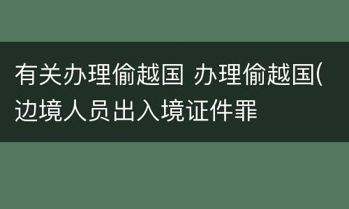 有关办理偷越国 办理偷越国(边境人员出入境证件罪