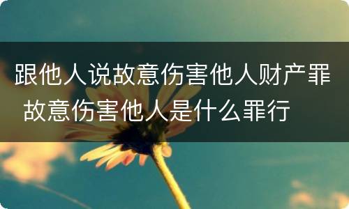 跟他人说故意伤害他人财产罪 故意伤害他人是什么罪行