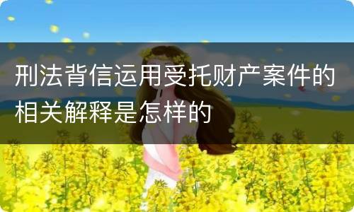 刑法背信运用受托财产案件的相关解释是怎样的