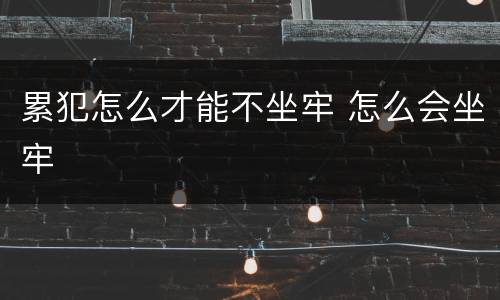 累犯怎么才能不坐牢 怎么会坐牢